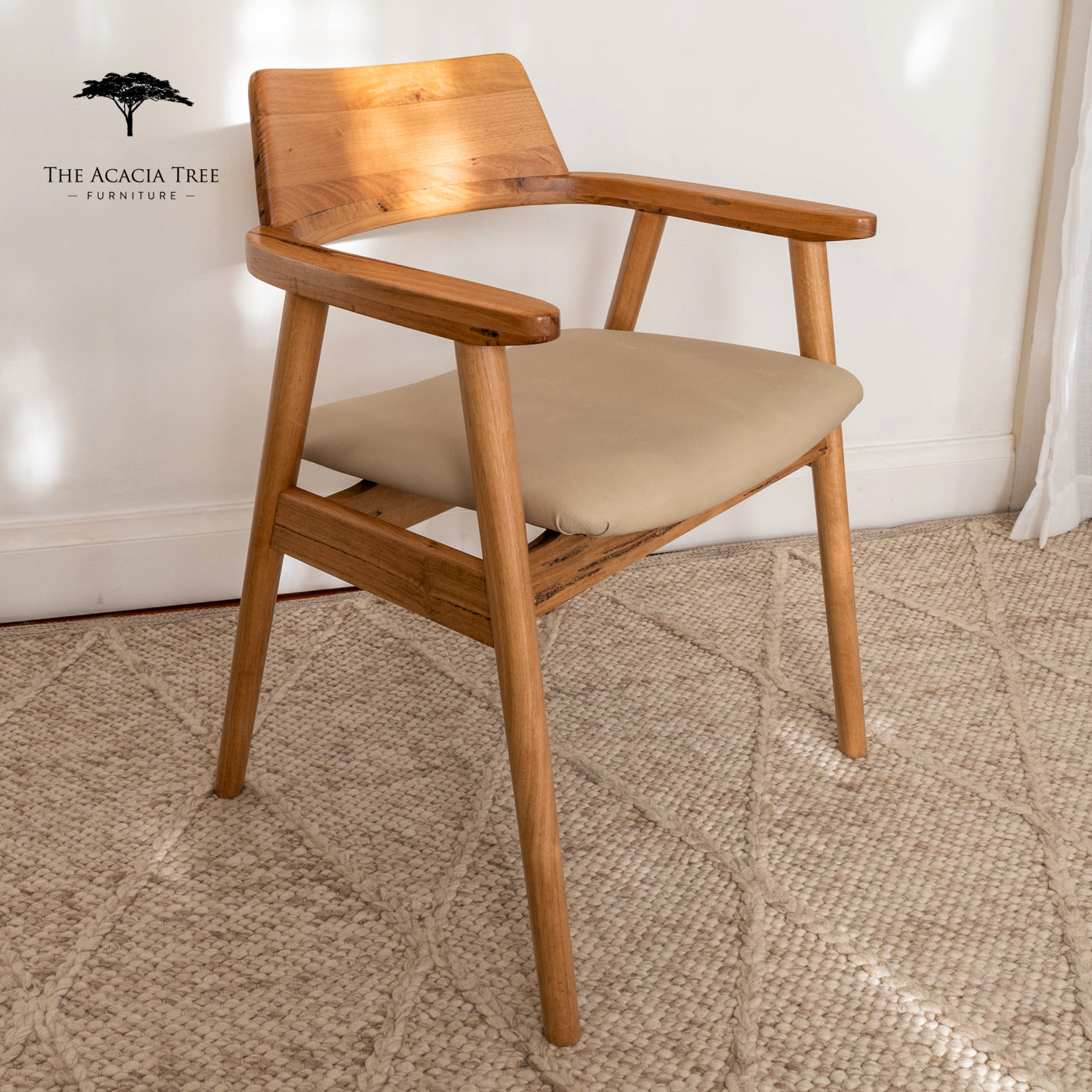 Muri Australian Hardwood Dining Chair - Taupe PU