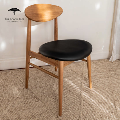 Lotus (Natural) Solid Australian Blackbutt with Black PU Seat Hardwood Dining Chair
