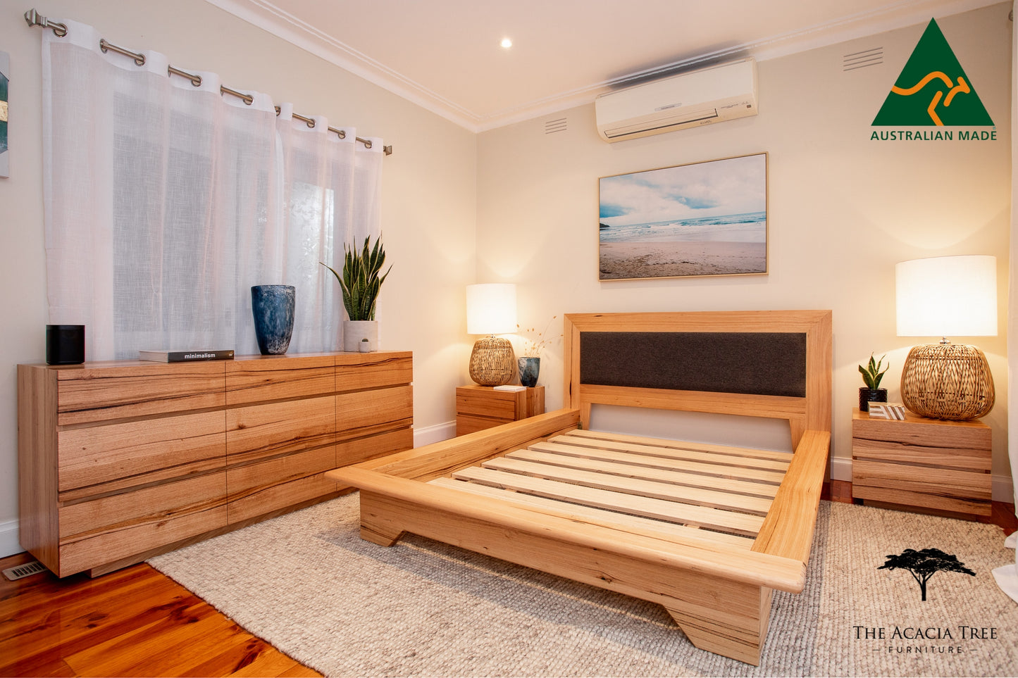 Platform Bedroom Suite with Upholstered Headboard - Made In Melbourne