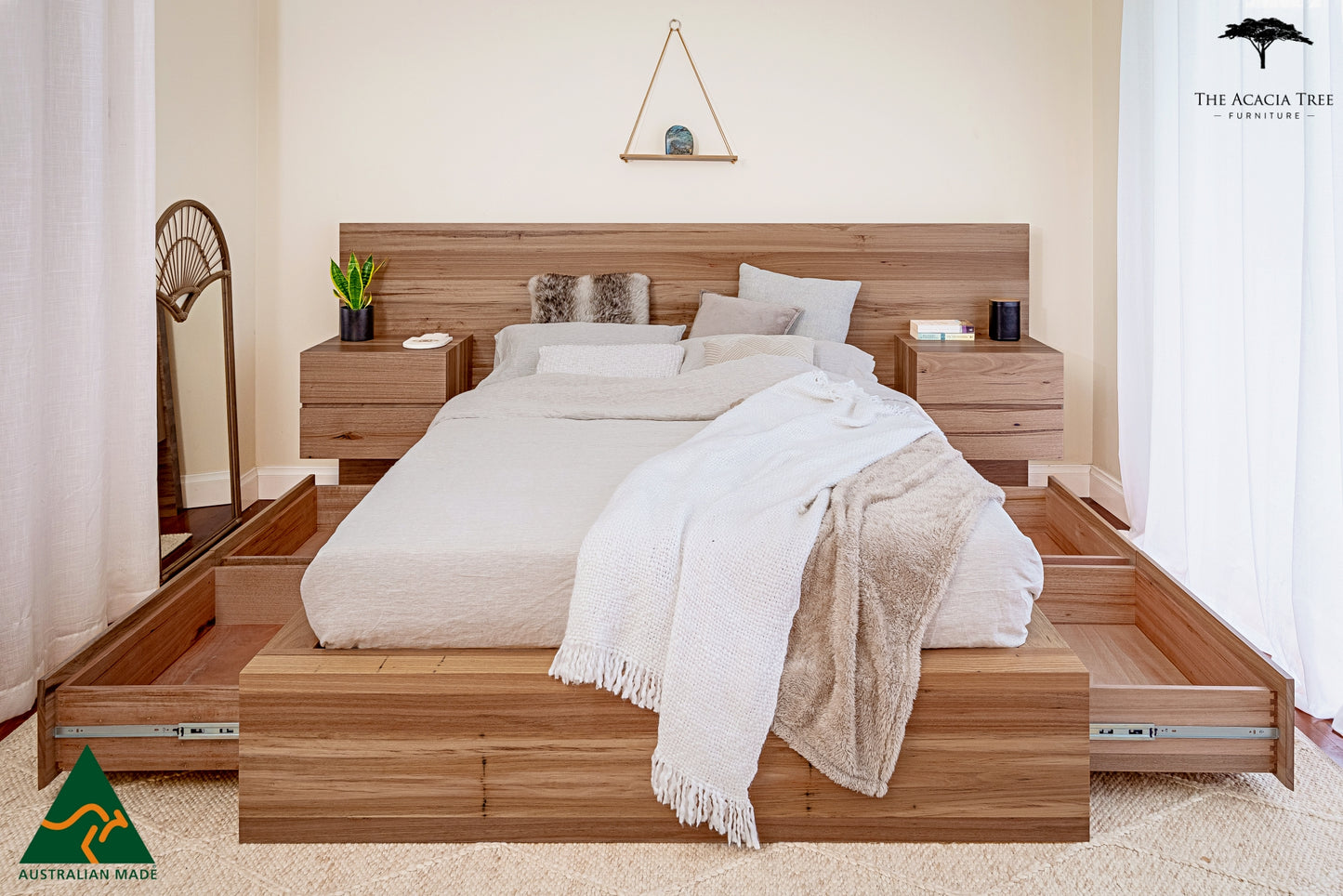 Meadow Storage Bed with Extended Headboard Suite - Made in Melbourne