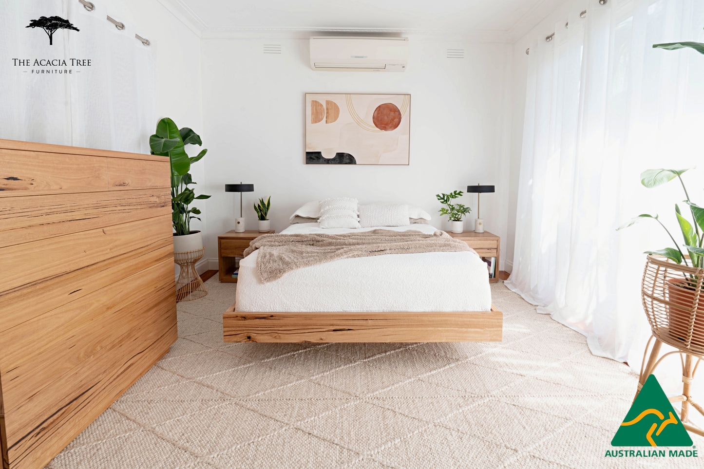 Aurora Floating Bed Frame Fully Solid Australian Hardwood- Made in Melbourne