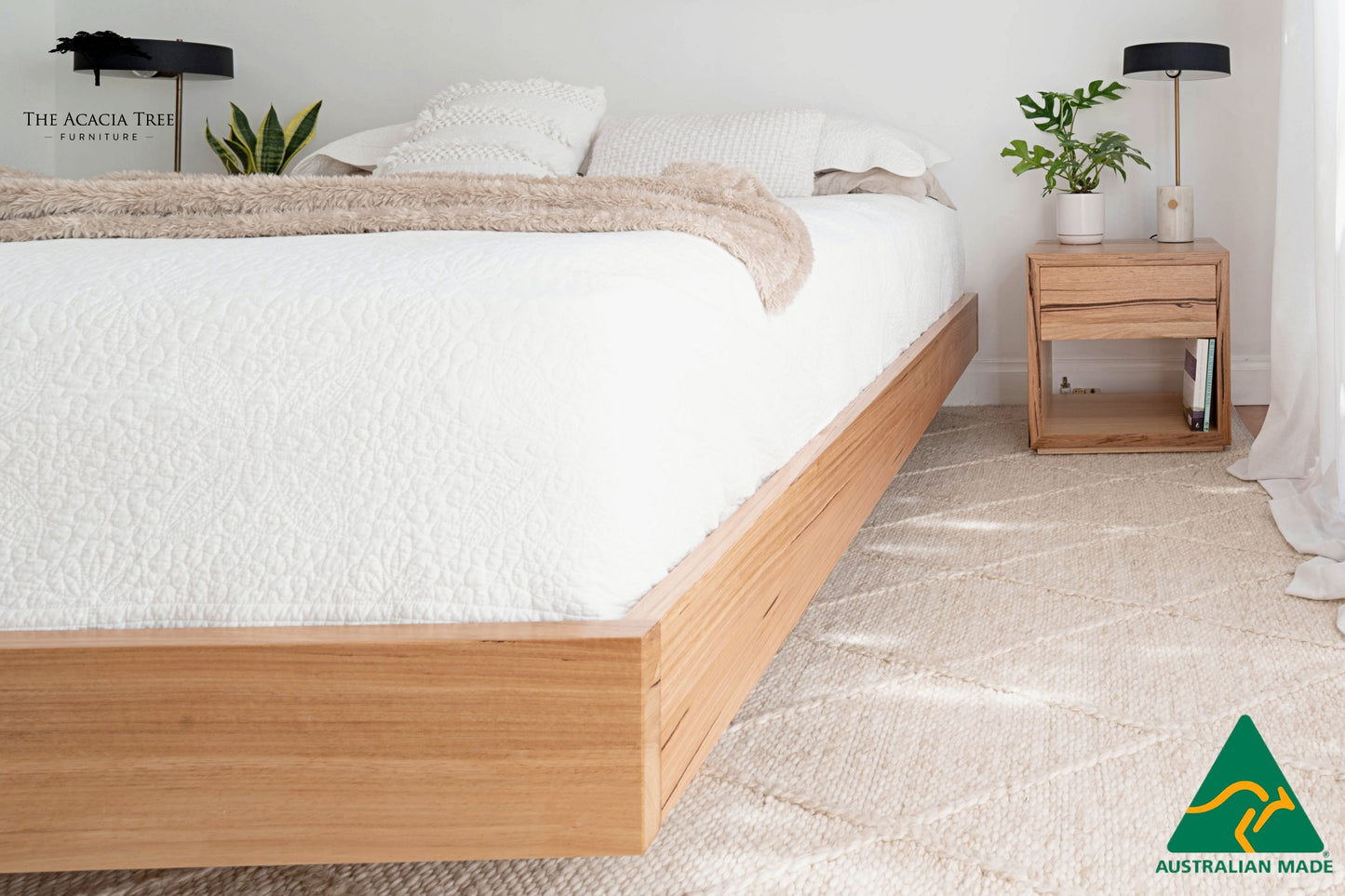 Aurora Floating Bed Frame Fully Solid Australian Hardwood- Made in Melbourne