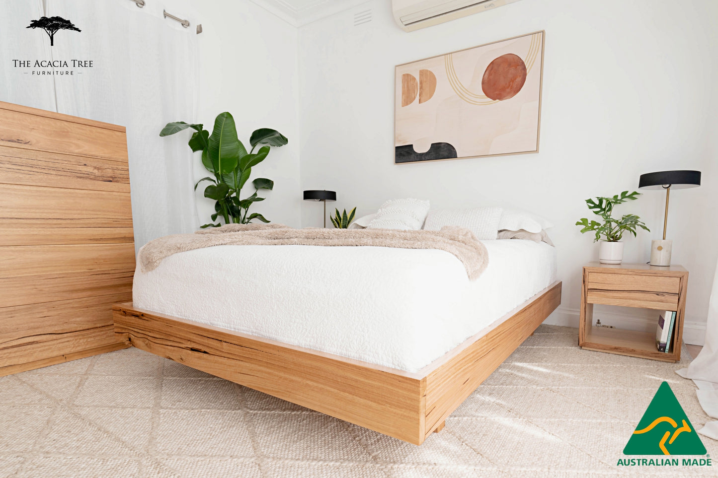 Aurora Floating Bed Frame Fully Solid Australian Hardwood- Made in Melbourne