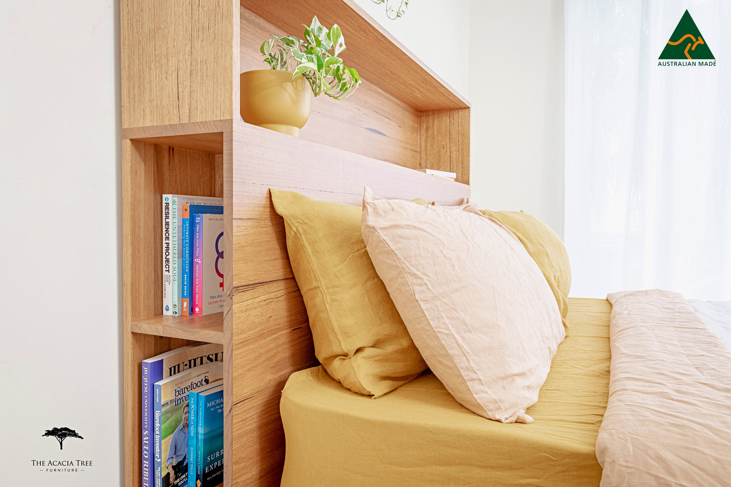 Meadow Bed Frame Bookcase Headboard & Footboard - Made in Melbourne