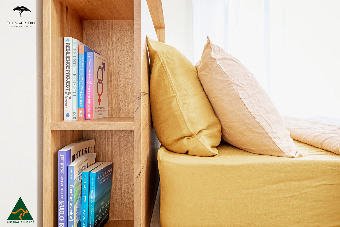 Meadow Bed Frame Bookcase Headboard & Footboard - Made in Melbourne