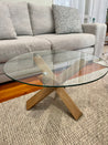 Glass Solid Oak Coffee Table