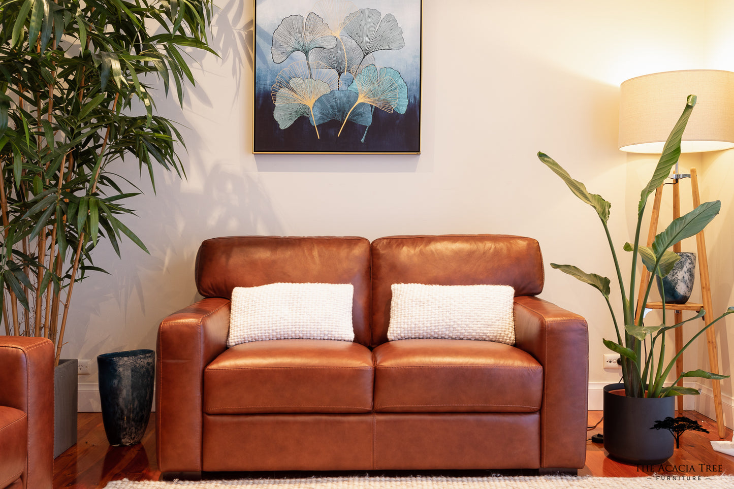 Hugo Tan Leather 3 Seater Sofa